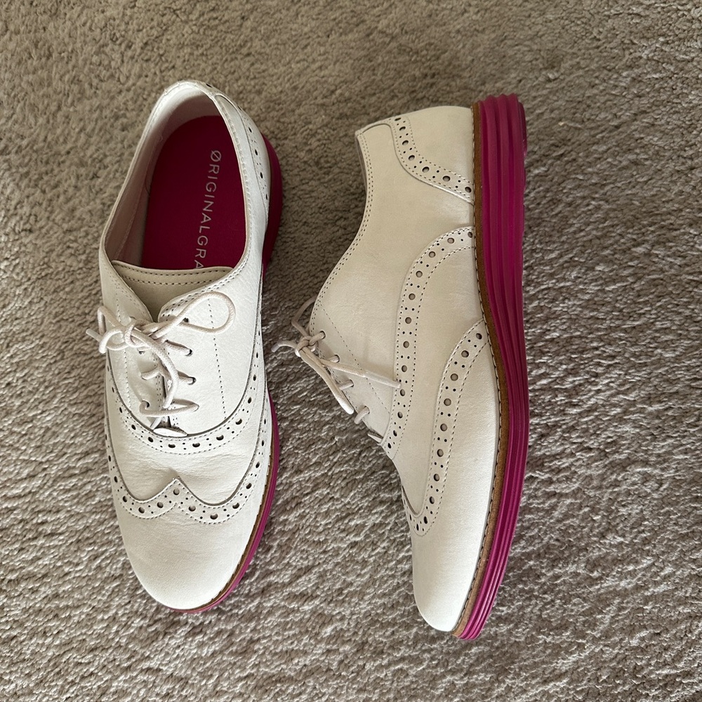 Pre-Owned Off White Cole Haan Wingtip Oxford Flats - Picture 2 of 5